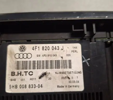 Audi A6 S6 C6 4F Climate control unit 4F1820043J 4F0910043 5HB00883304