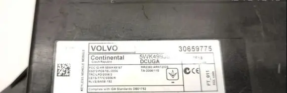 Volvo S60 Door central lock control unit/module 30659775 5WK49955R