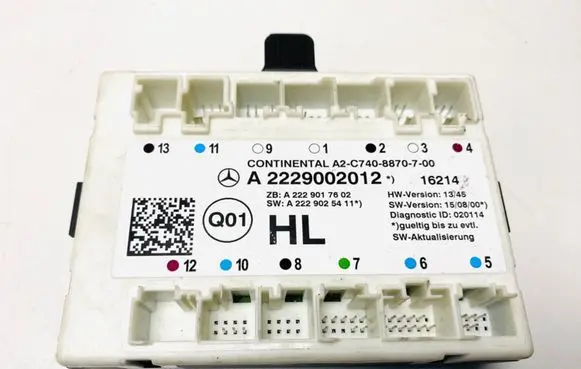 Mercedes-Benz S W222 Door control unit/module A2229002012 A2229006206 A2229017602