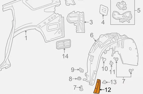 Chevrolet Traverse II Front wheel arch liner splash guards 84083319