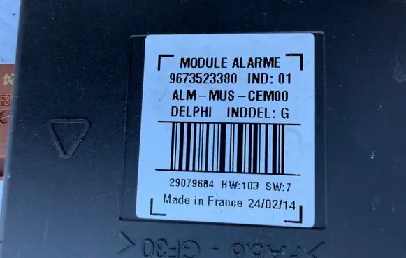 Peugeot 308 Alarm control unit/module 9673523380 29079684