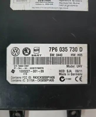 Volkswagen PASSAT B7 Bluetooth control unit module 7P6035730D 100022700109 7669512867