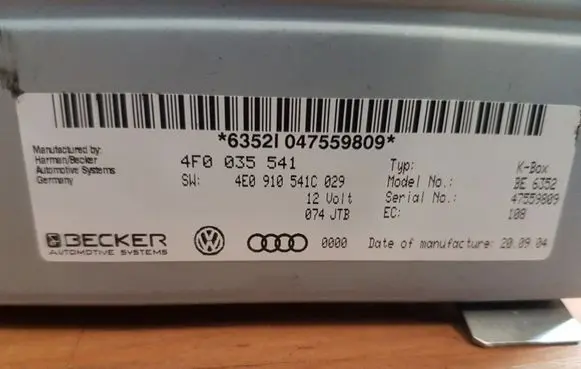 Audi A6 S6 C6 4F Other control units/modules 4F0035541 4E0910541C029