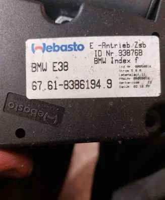BMW 7 E38 Sunroof control unit/module 8386194 93876B