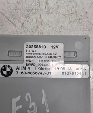 BMW 3 F30 F35 F31 Tow bar trailer control unit/module 71606856747-01 003001001 6856747