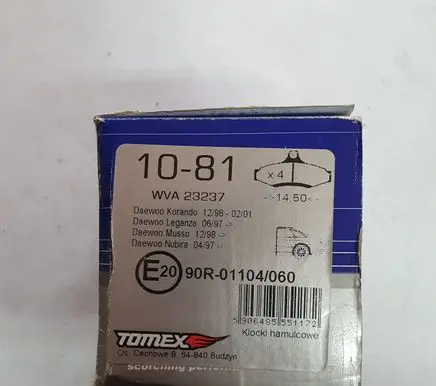 Daewoo Leganza Brake pads (rear) WVA23237