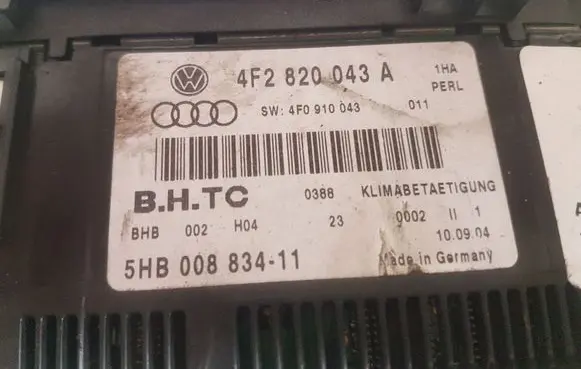 Audi A6 S6 C6 4F Climate control unit 4F2820043A 5HB00883411