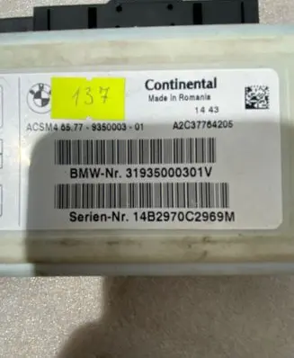 BMW 5 F10 F11 Airbag control unit/module 31935000301V 9350003 14B2970C2969M