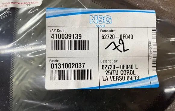 Toyota Verso Rear side window 627200F040 410039139