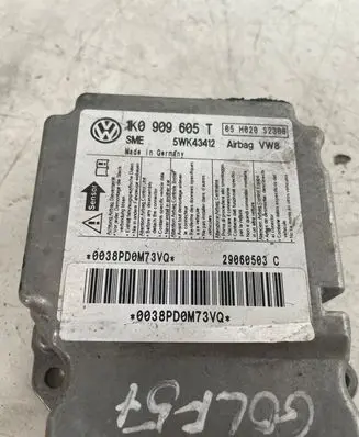Volkswagen Golf Plus Airbag control unit/module 1K0909605T 0038PD0M73VQ 05H020S2300