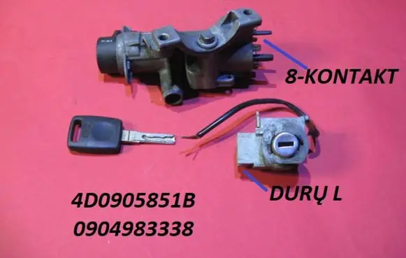 Audi A4 S4 B5 8D Ignition lock 4D0905851B 0904983338