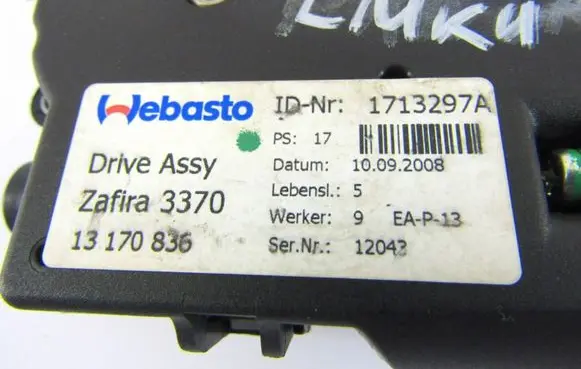 Opel Zafira B Sunroof motor/actuator 1713297A