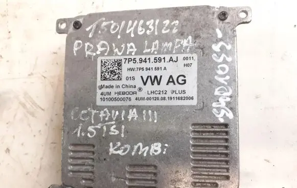 Skoda Octavia Mk3 (5E) Headlight ballast module Xenon 7P5941591AD
