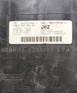 Peugeot 307 Central body control module 965197480A 9651106780A 00675219060105