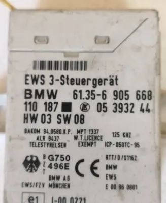 BMW 5 E39 Immobilizer control unit/module 61356905668 110187 05393244