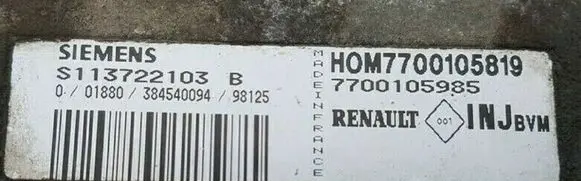 Renault Laguna I Engine control unit/module 7700105985 S113722103B