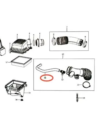 Jeep Grand Cherokee Breather/breather pipe/hose 4012531B 68083084AB 68083084AC