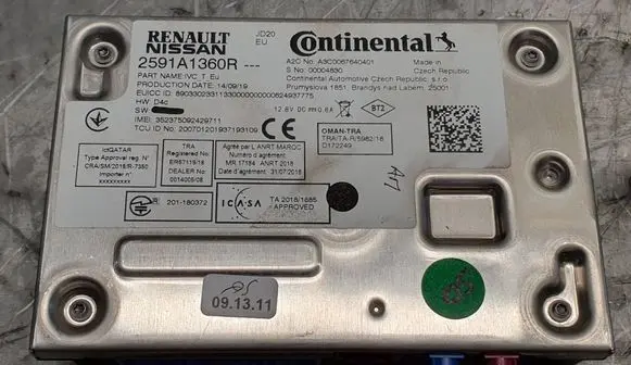 Renault Zoe Bluetooth control unit module A3C0067640401 2591A1360R