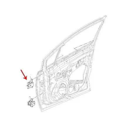 Opel Meriva B Front door upper hinge 13251221