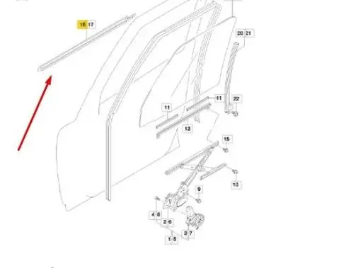 Suzuki SX4 Rear door windshield rail 8381179J00000