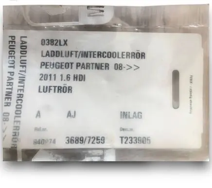 Peugeot Partner Intake resonator 0382LX T233905 36897259