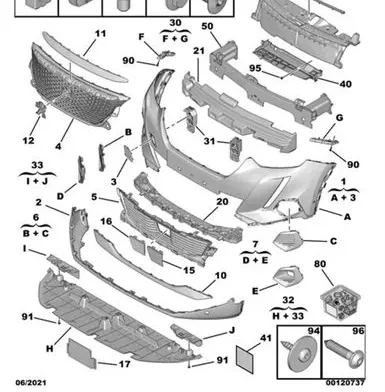 Peugeot 2008 II Front bumper mounting bracket 9838455280