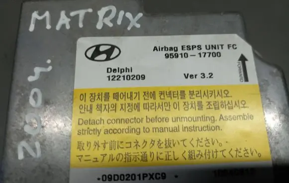 Hyundai Matrix Airbag control unit/module 9591017700 12210209