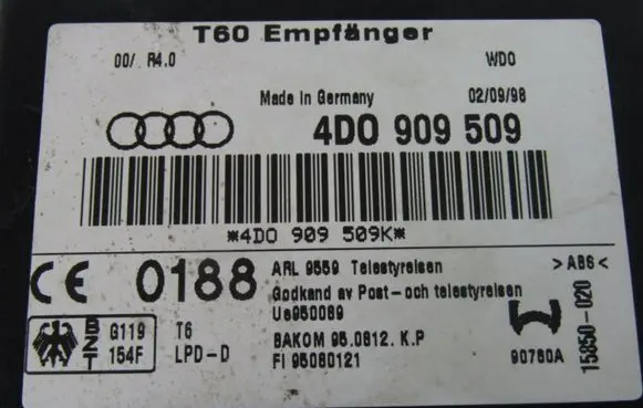 Audi A6 S6 C5 4B Other control units/modules 4D0909509