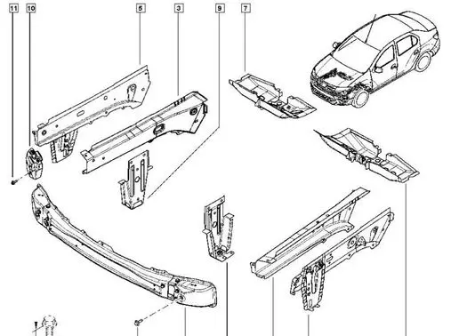 Dacia Sandero II Front side member 751277663R