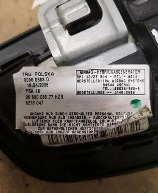 Peugeot 307 Seat airbag 30360863D 9658003677