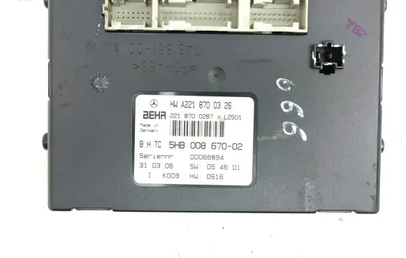 Mercedes-Benz S W221 Climate control unit 2218700287 A2218700326
