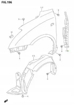 Suzuki Swift I Fender foam support/seal 7235263J00 7235263J00000