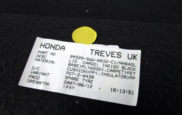Honda CR-V Rear floor carpet liner 84520SWW0032C1/NH642L