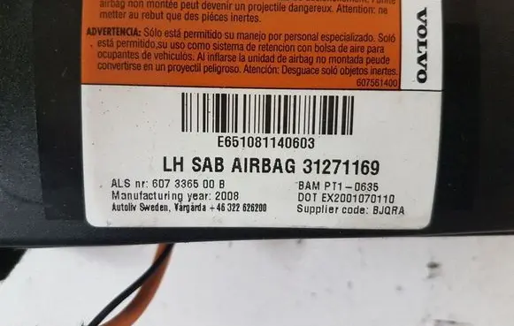 Volvo XC70 Front door airbag 31271169 30755420 1299220