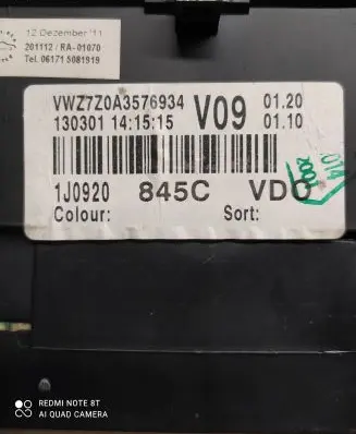 Volkswagen Golf IV Speedometer (instrument cluster) 1j0920845c Vwz7z0a3576934