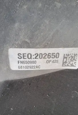Chrysler 200 Front wheel arch liner splash guards 68102922AC