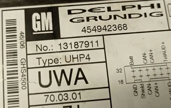 Opel Antara Phone control unit/module 454942368 13187911 UHP4