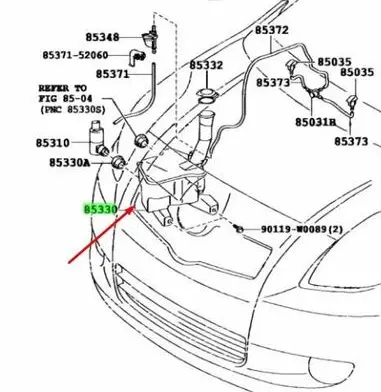 Toyota Yaris Windshield washer fluid reservoir/tank 853150D060