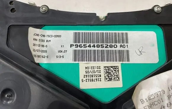 Peugeot 307 Speedometer (instrument cluster) P9654485280 NS51801625