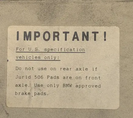 BMW 3 E30 Brake pads (rear) 34211158912 1158912