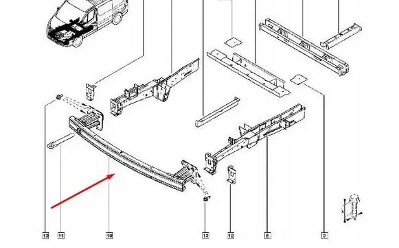Opel Vivaro Front bumper support beam 7482100Q1B
