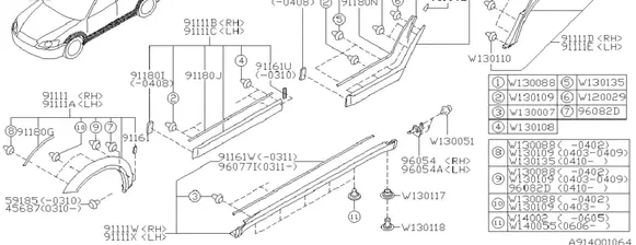 Subaru Legacy Other front door trim element 91112AG050NN