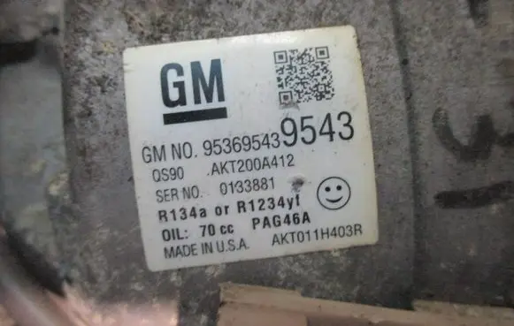 Opel Mokka Air conditioning (A/C) compressor (pump) 95369543 0133881 AKT011H403R