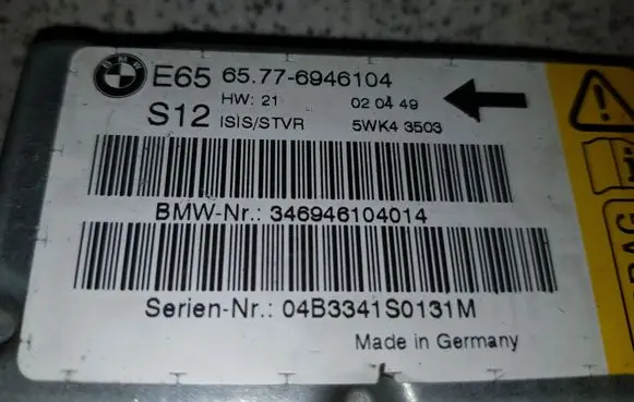 BMW 7 E65 E66 Airbag control unit/module 65776946104