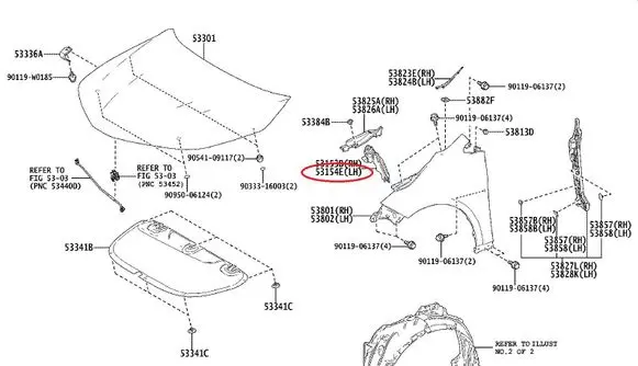 Toyota Corolla E210 E21 Fender foam support/seal 5315402110
