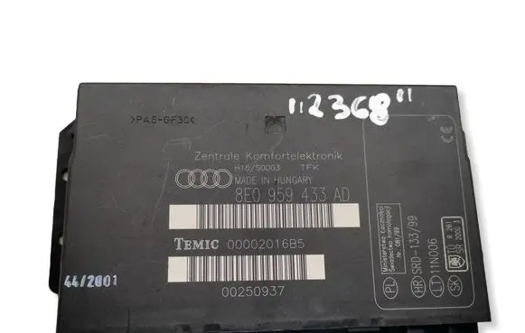Audi A4 S4 B6 8E 8H Comfort/convenience module 8E0959433AD 00002016B5 00250937