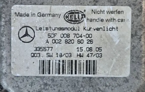 Mercedes-Benz ML W163 Headlight ballast module Xenon 5DF00870400 A0028206026 74284600