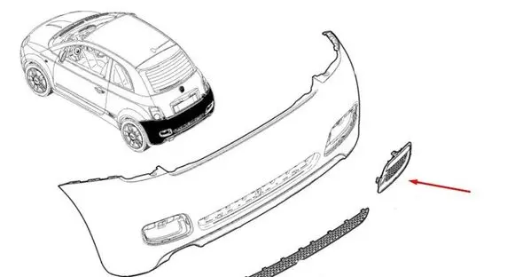 Fiat 500 Front bumper lower grill 735577736