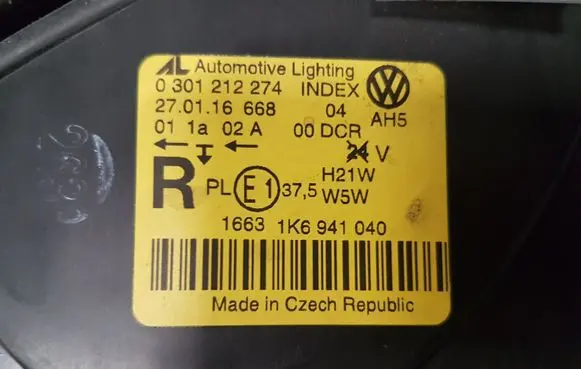 Volkswagen Golf V Headlight/headlamp 1K6941040 0301212274