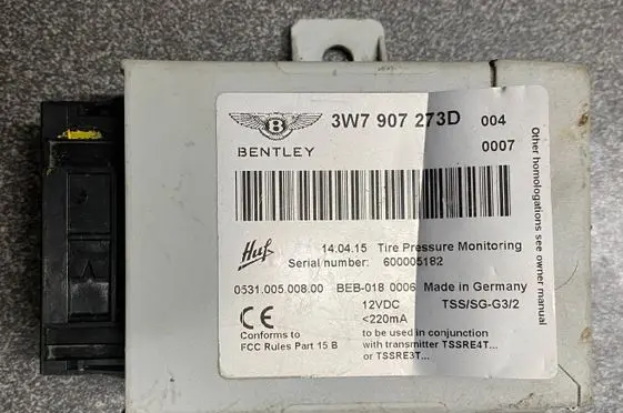 Bentley Continental Tire pressure control unit 3W7907273D 053100500800 600005182